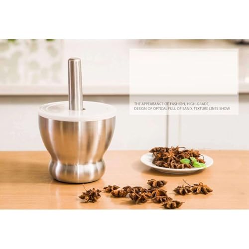 Jolfay Mortar and Pestle, 18/8 Stainless Steel Spice Grinder Pill Crusher with Lid for Crushing Grinding Ergonomic Design with Anti Slip Base and Comfy Grip Bpa Free - Medicine Pill Crusher Spices - Image 4