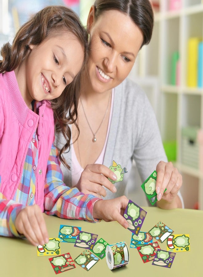 ANGOLIO 300Pcs Cute Frog Make A Face Stickers Scene Roll DIY Make Your Own Cartoon Frog Stickers Kawaii Animals Vinyl Waterproof Decals DIY Art Crafts for Kids Class Holiday Party Favor Birthday Gifts - Image 5