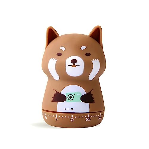 NUOSWEK Mechanical Kitchen Timer, Cute Animal Timer for Kids, Wind Up 60 Minutes Manual Countdown Timer for Classroom, Home, Study and Cooking (Brown Lesser Panda) - Image 1
