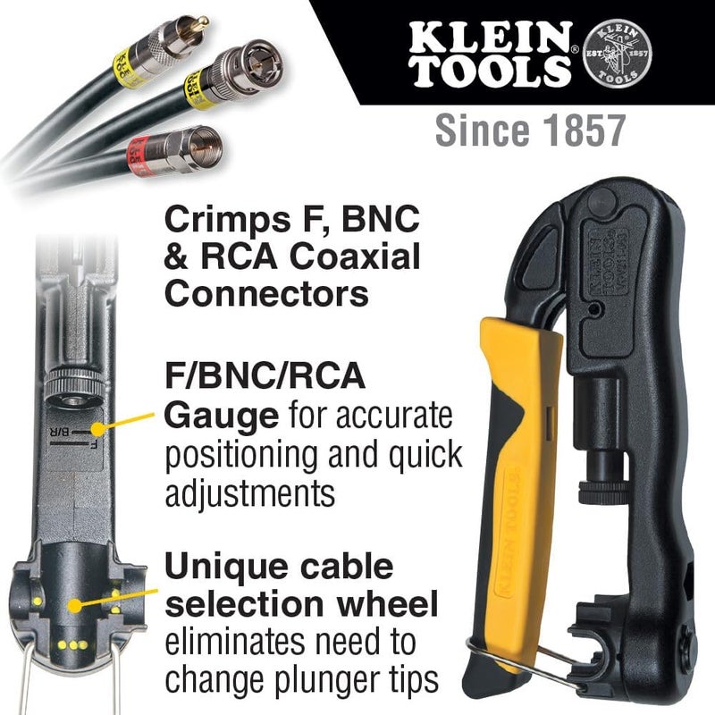 Klein Tools VDV211-063 Premium Adjustable Compression Crimper for Coaxial Cables - Image 2