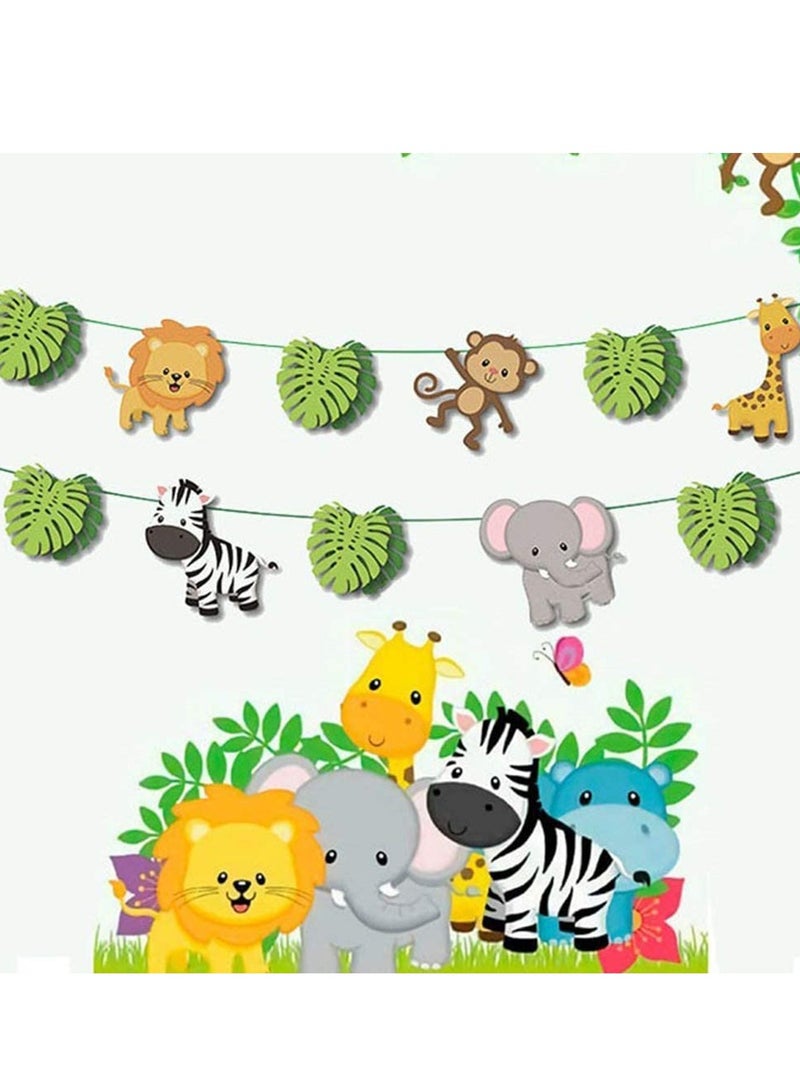 Excefore Kids Jungle Birthday Banner, Happy Birthday Banner Green, Jungle Animal Banner, Jungle Safari Animal Happy Birthday Banner, Birthday Party Decoration for Jungle Safari Them Party Baby Shower Supplies - Image 3