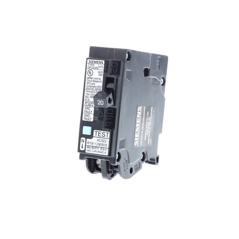 SIEMENS 20 Amp 1-Pole Dual Function (CAFCI/GFCI) Plug-On Neutral Circuit Breaker - Image 1