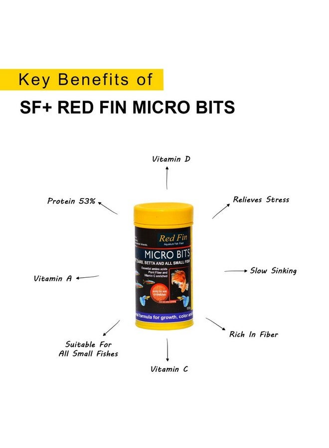 TUNAI SF+ Red Fin Micro Bits | 100g | Fish Food Fortified with 53% High Protein for All Medium and Adult Sized Tetra, Guppy, Barb, Betta and Other Small Fish Breeds - Image 2