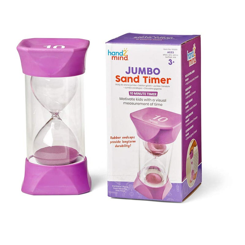 hand2mind Jumbo 10 Minute Sand Timer Large Hourglass Shower Timer for Kids Sand Clock Toddler Visual Countdown for Classroom Game and Calm Down Corner Supplies Set of 1 - Image 4