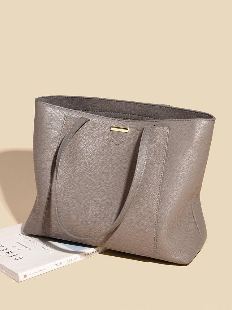 Tote Bag, Soft Leather, Fashionable Shoulder Bag, Textured, Large Capacity, New Style, Versatile Commuter Women'S Handbag - Image 4