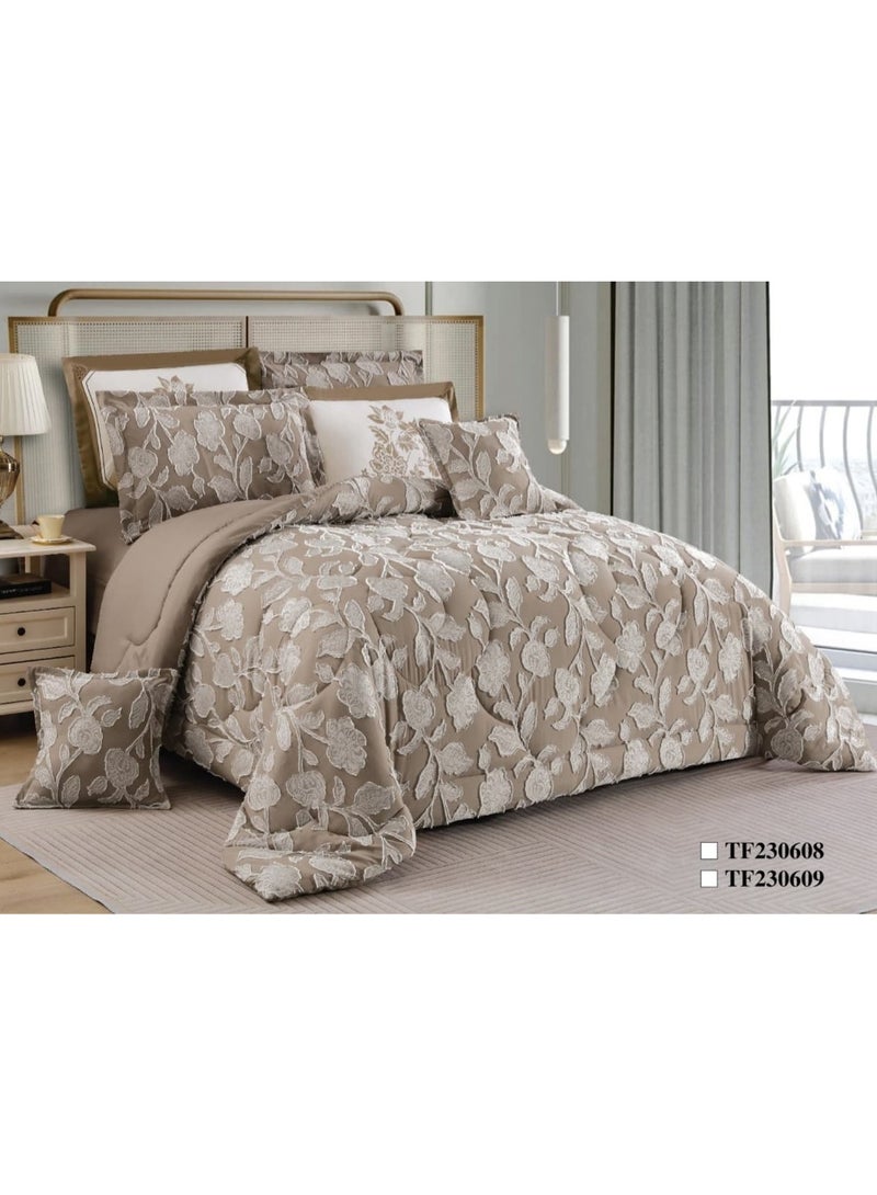 Bridal Jacquard Quilt with Large Filling, 8 Pieces, Featuring Luxurious Designs and Colors, Size 260+240