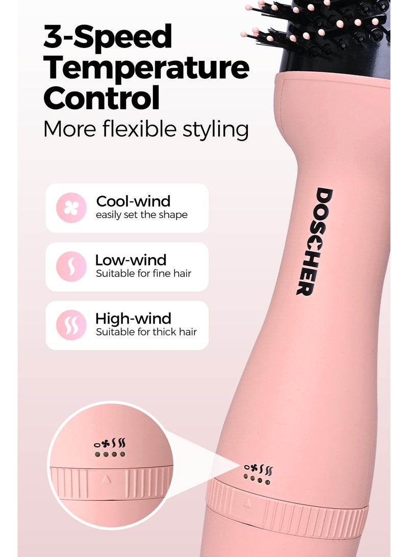 DOSCHER 1200W 4-in-1 Hot Air Brush Hair Dryer Professional Styling Comb, 2-in-1 Curling & Straightening Brush, Negative Ion Technology - Image 5