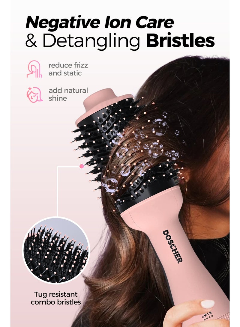 DOSCHER 1200W 4-in-1 Hot Air Brush Hair Dryer Professional Styling Comb, 2-in-1 Curling & Straightening Brush, Negative Ion Technology - Image 4