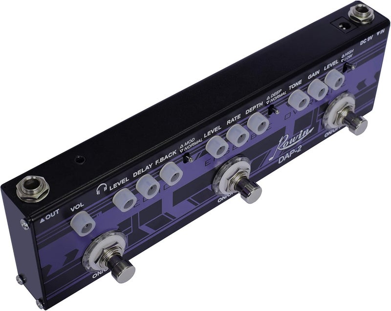 Rowin DAP-2 Guitar Multi Effect Pedal 3-In-1 Effects Echo/Ensemble/Overdrive - Image 3