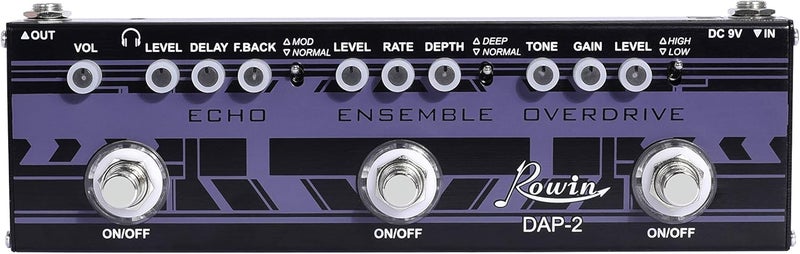 Rowin DAP-2 Guitar Multi Effect Pedal 3-In-1 Effects Echo/Ensemble/Overdrive - Image 1