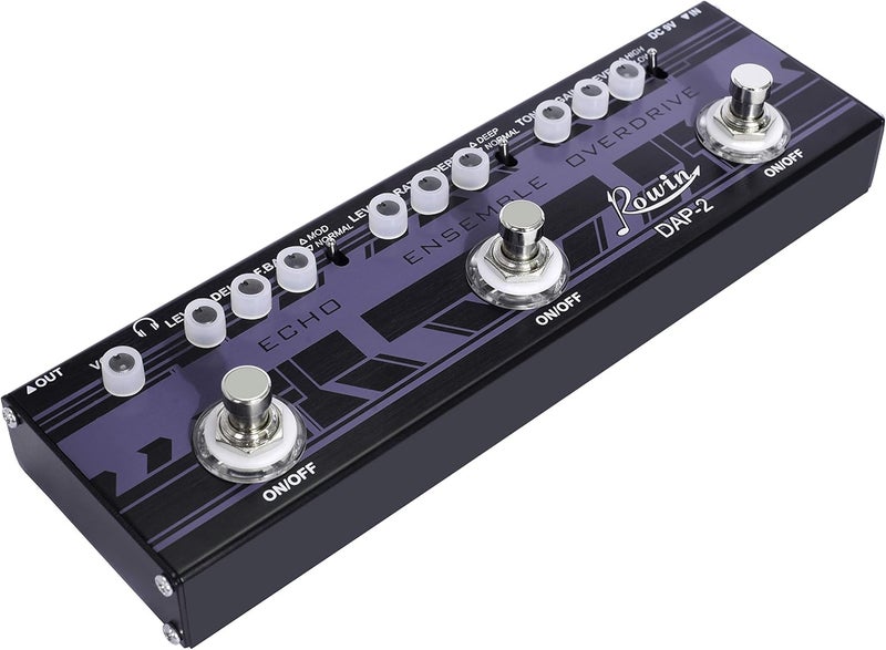 Rowin DAP-2 Guitar Multi Effect Pedal 3-In-1 Effects Echo/Ensemble/Overdrive - Image 2