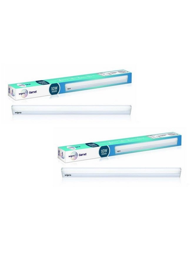 Wipro Garnet 10W LED Batten for Living Room & Bedroom | 2 Ft |Cool Day White (6500K) | Bright & Energy Efficient Tubelight for Home & Office | Tubelight for Store Room, Kitchen | Pack of 2