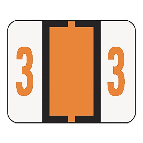 Smead BCCRN Bar-Style Color-Coded Numeric Label, 3, Label Roll, Dark Orange, 500 Labels per Roll (67373) - Image 1