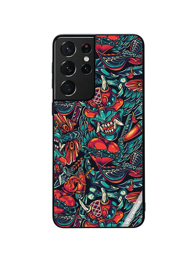 VR CREATIVE Protective Case Cover For Samsung Galaxy S21 Ultra 5G Devil Design Multicolour - Image 1