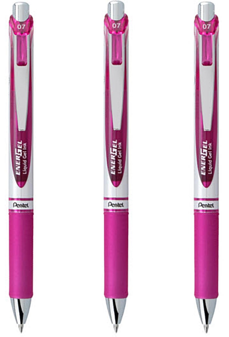 بنتل قلم جل سائل قابل للسحب من Pentel EnerGel RTX (0.7 مم) حبر أرجواني متوسط ​​الخط 3 عبوات - Image 1