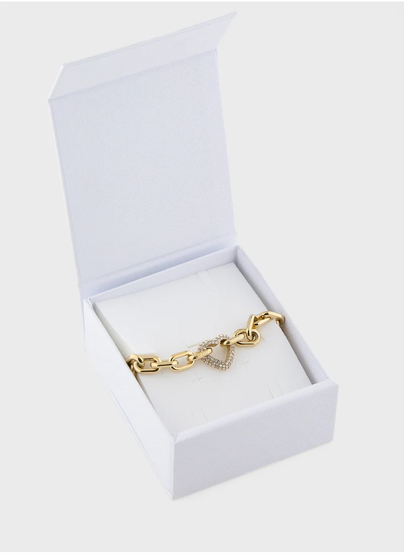 جس Jubb05016Jwygl 18Mm Pave Heart Chain Bracelet