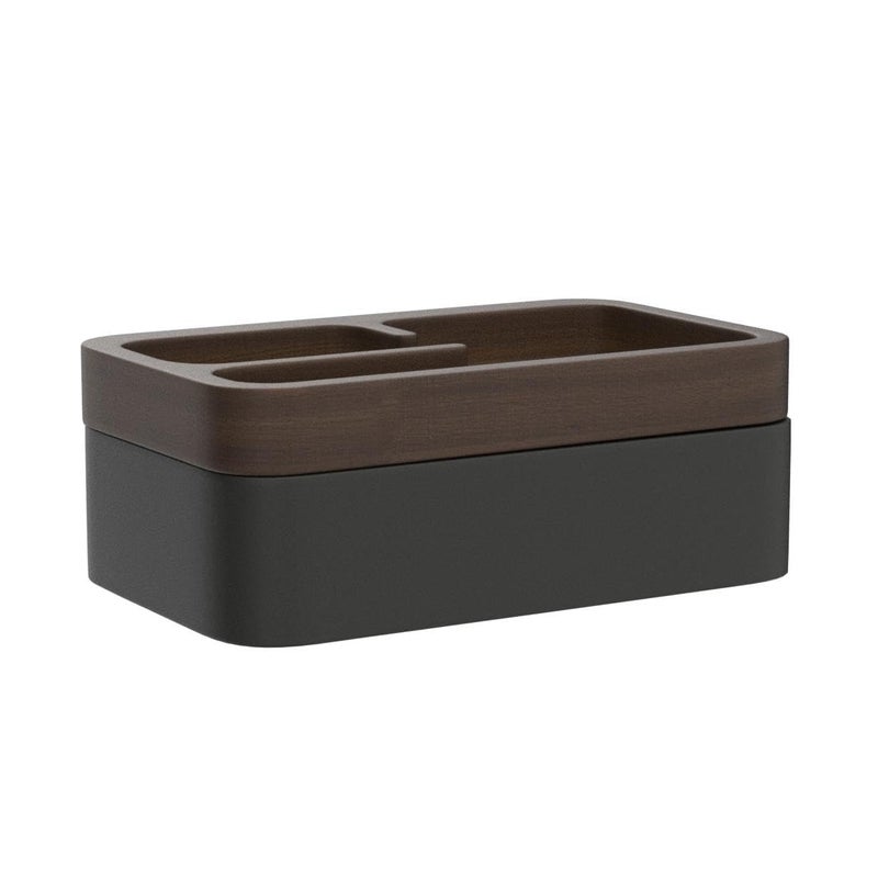 mordeco Revov Tray Box, EDC Valet Tray Box with Authentic Wood Magnetic Rotating Lid, Office Table, EDC Gear Organizer, Home Office, Desk Accessories (Black) - Image 1