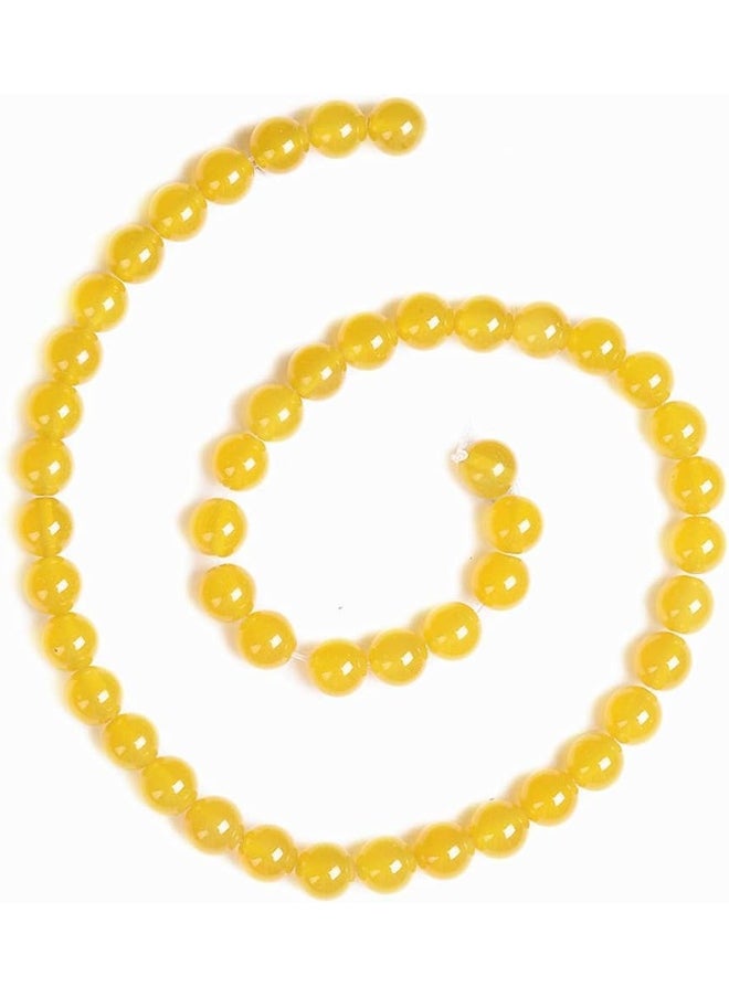 PLTbeads PLTbeads Natural Gemstone Loose Beads Smooth Round Approxi 15 inch DIY Bracelet Necklace for Jewelry Making (8mm, Yellow Agate)  - Image 2