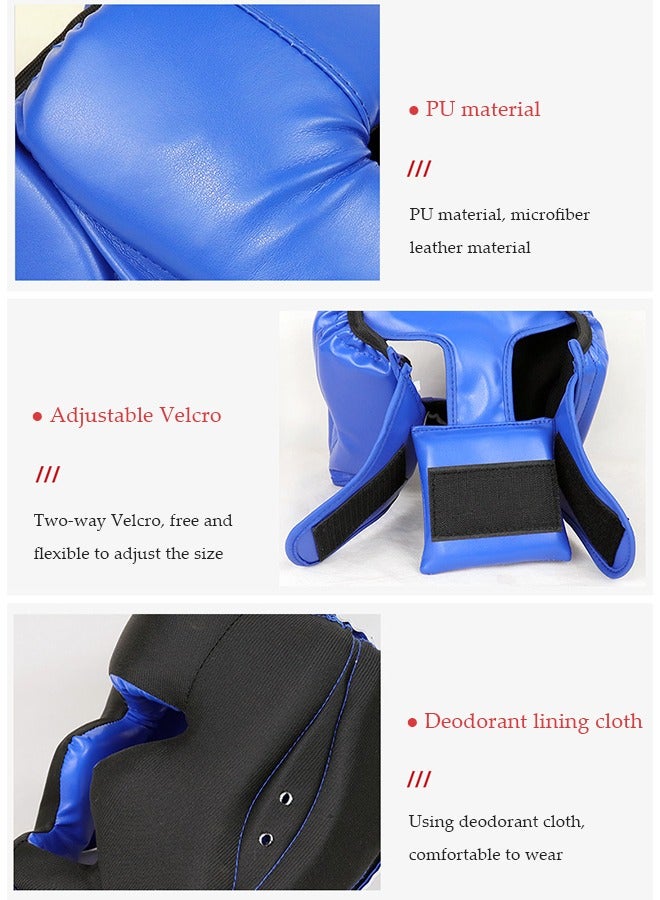 DUNISO Headgear for Kids，Thickened Boxing Helmet Safety Head Guard,Brace Head Protection,PU Leather Boxing Helmet for Traning Kickboxing MMA Muay Thai Sparring Martial Arts Karate Taekwondo(blue) - Image 5