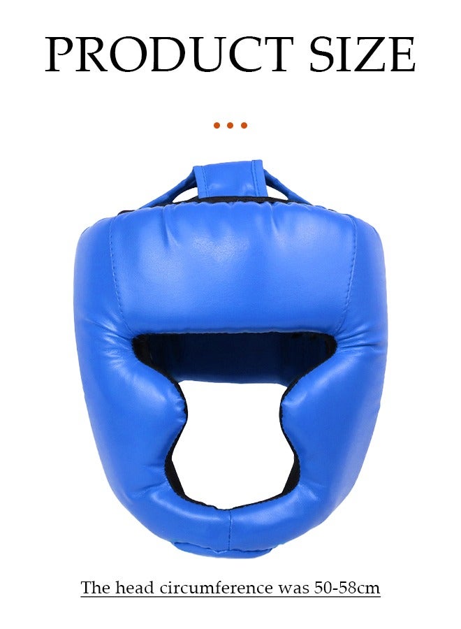 DUNISO Headgear for Kids，Thickened Boxing Helmet Safety Head Guard,Brace Head Protection,PU Leather Boxing Helmet for Traning Kickboxing MMA Muay Thai Sparring Martial Arts Karate Taekwondo(blue) - Image 2