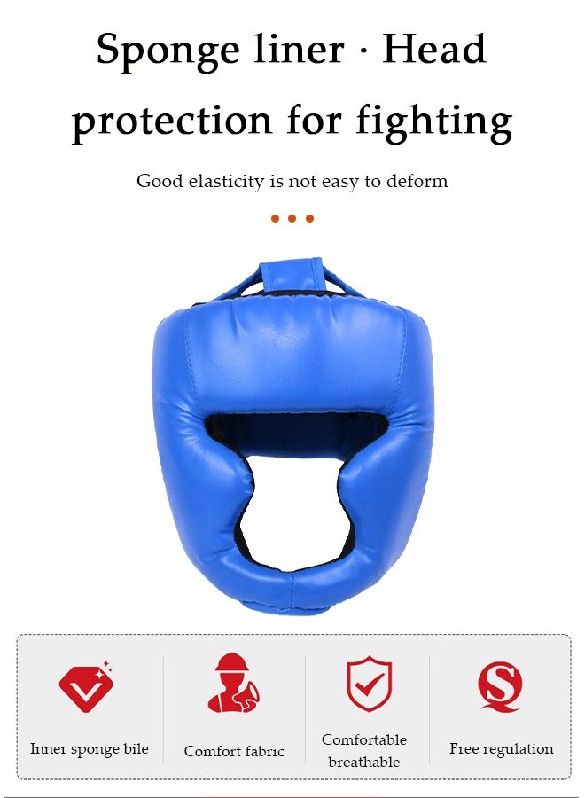 DUNISO Headgear for Kids，Thickened Boxing Helmet Safety Head Guard,Brace Head Protection,PU Leather Boxing Helmet for Traning Kickboxing MMA Muay Thai Sparring Martial Arts Karate Taekwondo(blue) - Image 3