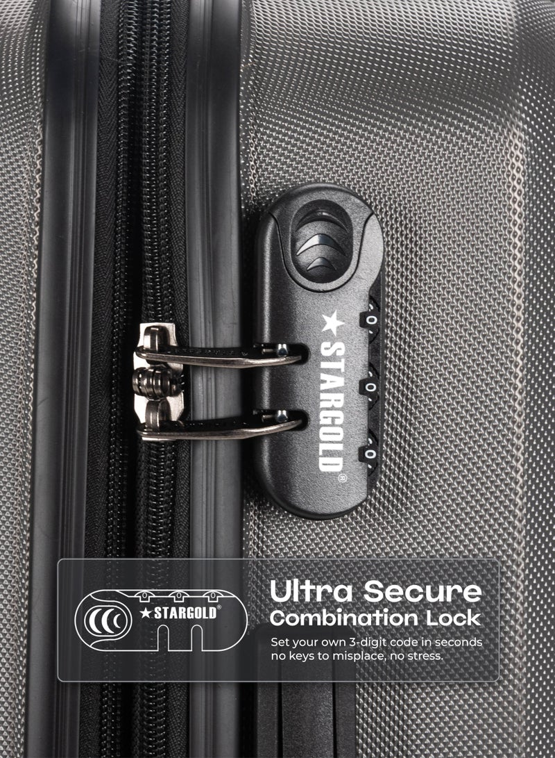 ستارجولد 4 عبوات من عربة أمتعة مقفلة ذات رقم دوار للجانب الصلب - Image 4