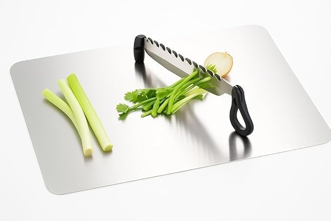 Touchcart Cut N Chop 2-in-1 Stainless Steel Kitchen Cutter & Chopping Board | Multi-Blade Vegetable & Herb Chopper | Heavy Duty Rustproof Salad Cutter & Food Preparation Tool for Home Kitchen - Image 3