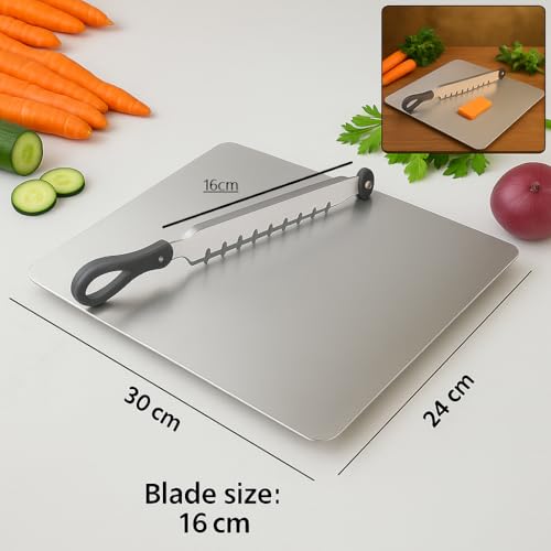 Touchcart Cut N Chop 2-in-1 Stainless Steel Kitchen Cutter & Chopping Board | Multi-Blade Vegetable & Herb Chopper | Heavy Duty Rustproof Salad Cutter & Food Preparation Tool for Home Kitchen - Image 2