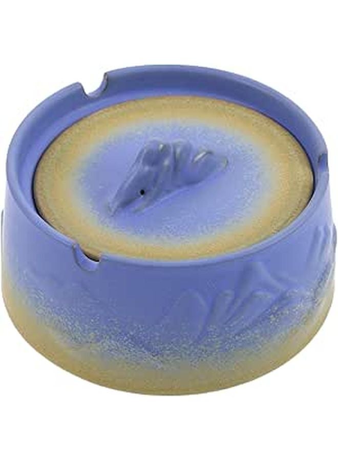 منفضة سجائر خزفية قديمة بغطاء مقاوم للرياح وديكور منزلي رجعي للاستخدام في الداخل والخارج والحديقة والشرفة. - Image 1