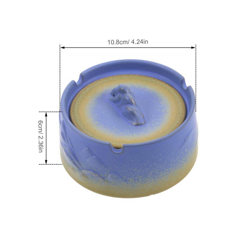 منفضة سجائر خزفية قديمة بغطاء مقاوم للرياح وديكور منزلي رجعي للاستخدام في الداخل والخارج والحديقة والشرفة. - Image 3