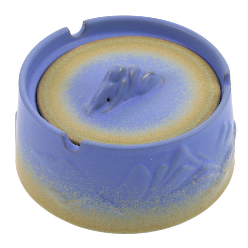 منفضة سجائر خزفية قديمة بغطاء مقاوم للرياح وديكور منزلي رجعي للاستخدام في الداخل والخارج والحديقة والشرفة. - Image 2