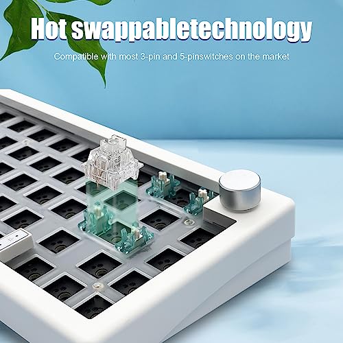 BOYI GMK67 Barebones Keyboard Kit,65% RGB Hot-Swap Gasket Mounted Tri-Mode BT/2.4GHz/USB-C 4000mAh Wireless Custom Programmable Mechanical Gaming Keyboard DIY Kit with Knob(White) - Image 5