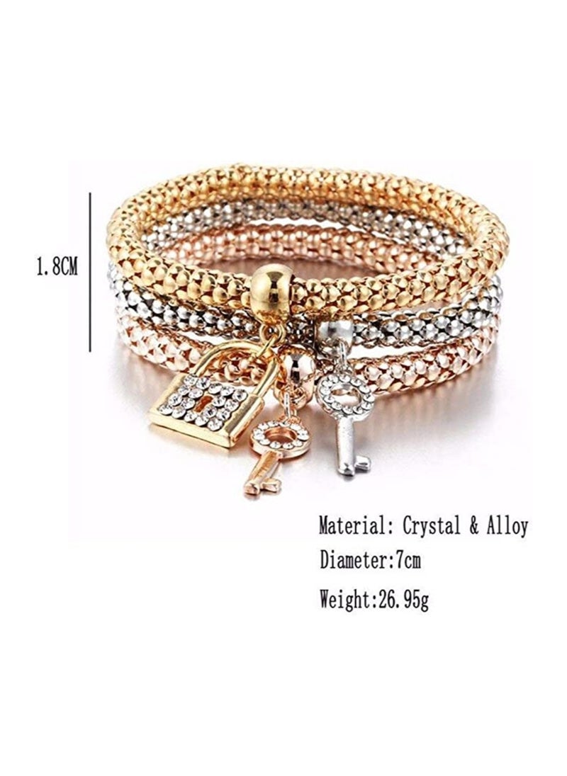 MIRFA Silver and rose gold women's Key & Lock bracelet jewelry set  - Image 2