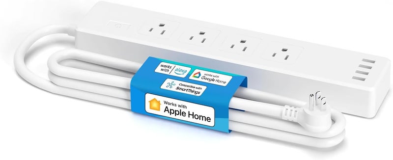 meross Smart Power Strip Compatible with Apple HomeKit, Siri, Alexa, Google Home and SmartThings, WiFi Surge Protector with 4 AC Outlets, 4 USB Ports and 6ft Extension Cord, Voice and Remote Control - Image 1