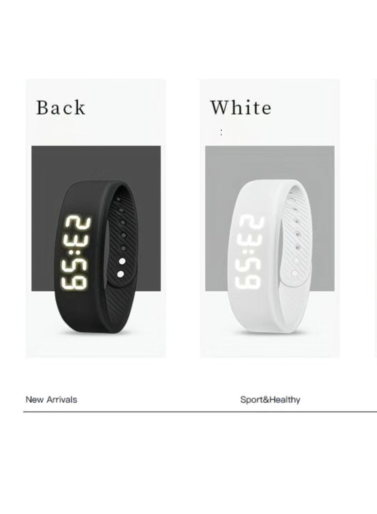 Digital Wristwatch with Large Time Display & Fitness Tracker – 40-Day Battery Life – USB Direct Charge – Vibration Alarm – Steps, Calories & Sleep Monitor - White - Image 4