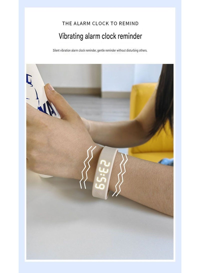 Digital Wristwatch with Large Time Display & Fitness Tracker – 40-Day Battery Life – USB Direct Charge – Vibration Alarm – Steps, Calories & Sleep Monitor - White - Image 2