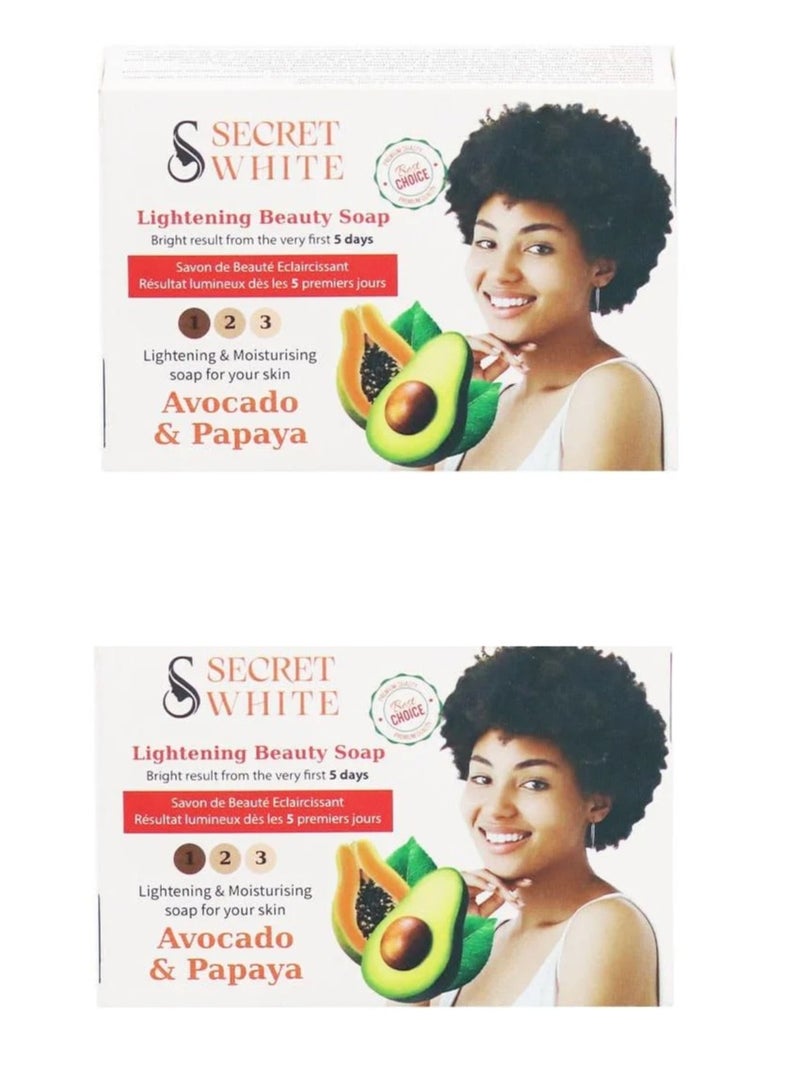 سيكريت وايت صابونة لتفتيح بالأفوكادو والبابايا 100 جرام - 2 حبه - Image 1