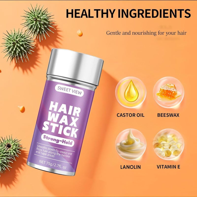 SWEET VIEW Hair Wax Stick & Slick Back Hair Brush Set for Smooth Flyaways, Frizz, Sleek Ponytail, Bun, Styling Accessory for Girls, Kids - Image 5