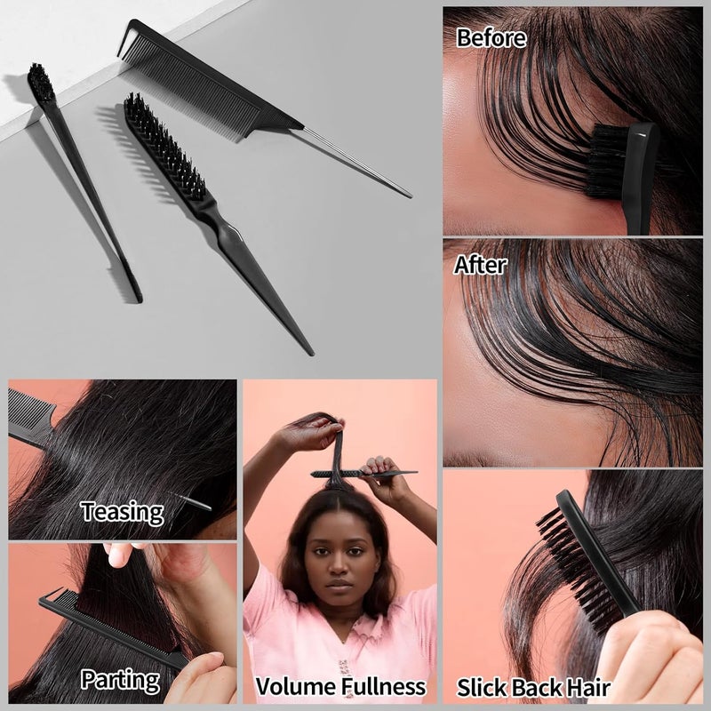 SWEET VIEW Hair Wax Stick & Slick Back Hair Brush Set for Smooth Flyaways, Frizz, Sleek Ponytail, Bun, Styling Accessory for Girls, Kids - Image 4