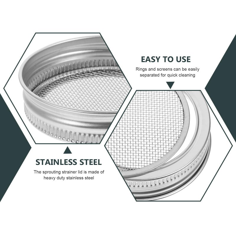 304 Stainless Steel Mason Jar Sprouting Lids 4 Pack 70mm Wide Mouth Bean Sprout Screens - Image 4