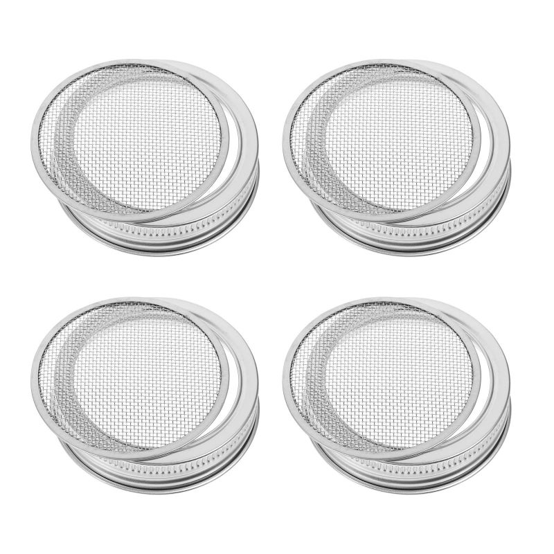 304 Stainless Steel Mason Jar Sprouting Lids 4 Pack 70mm Wide Mouth Bean Sprout Screens - Image 2