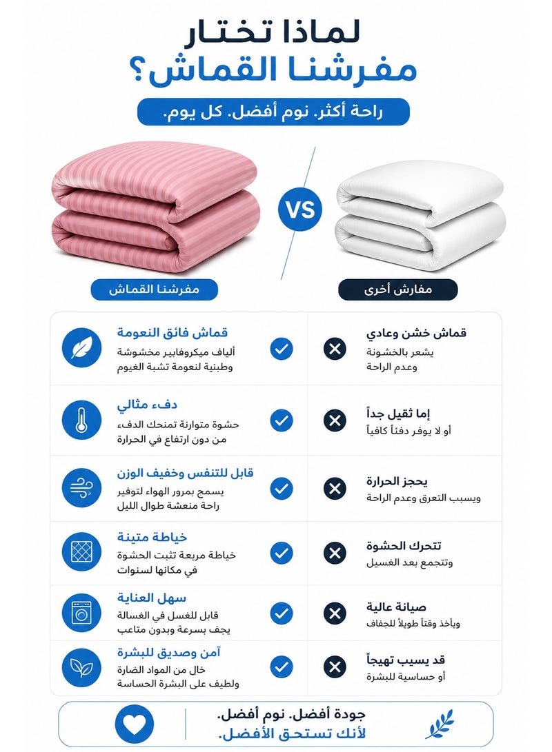Premium Stripe Comforter Bedding Set in Pink with Fitted Bedsheet & Pillow Covers, Soft Luxury Bed Set for Single, Full, Queen & King Size - Image 4