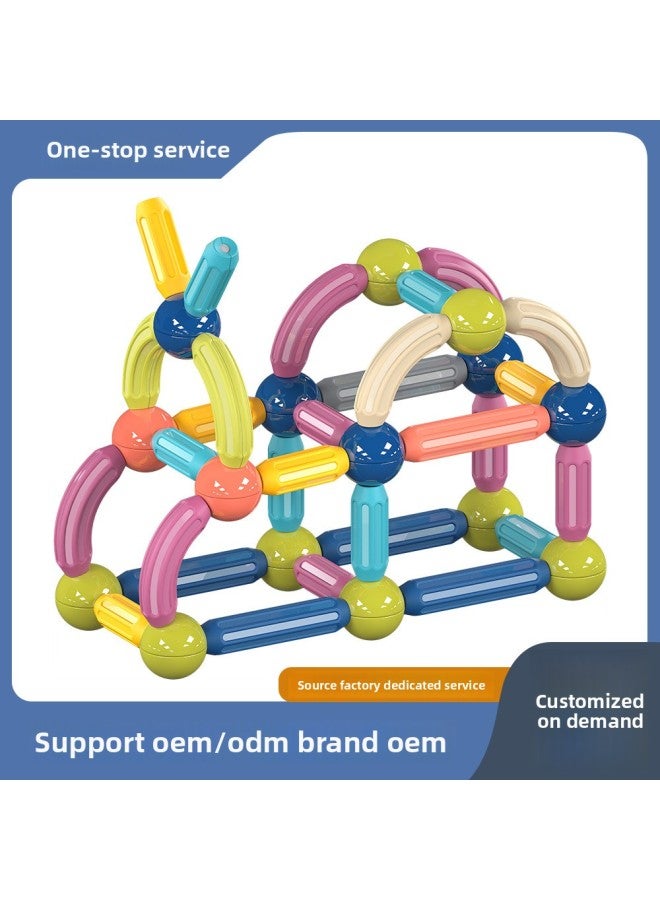 [Packaging Customization] Children's Assembled Magnetic Large Particle Building Blocks Boys Magnetic Stick Educational Toys 6673-Color:Short Magnetic Bar Supplementary Package 10PCs [bag]]  - Image 2