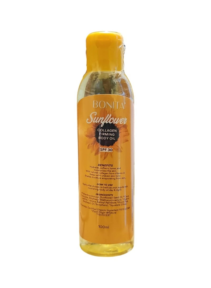 زيت بونيتا لشد الجسم بخلاصة دوار الشمس والكولاجين بعامل حماية من الشمس 30 - 100 مل