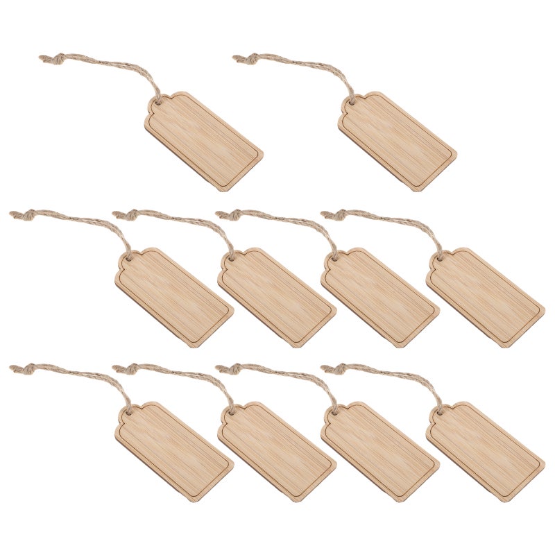 10pcs Blank Tags For Crafts Plant Rectangle Labels With Rope Diy Flowers Markers Unfinished Wood Hanging Ornaments For Outdoor Vegetables Name - Image 4