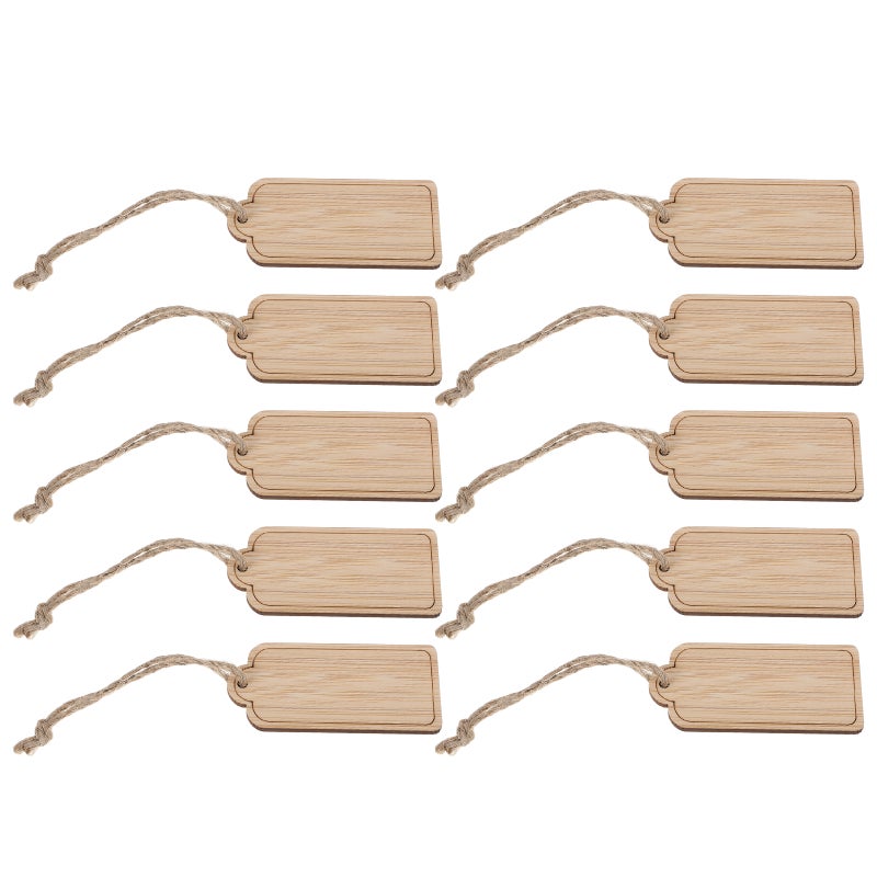 10pcs Blank Tags For Crafts Plant Rectangle Labels With Rope Diy Flowers Markers Unfinished Wood Hanging Ornaments For Outdoor Vegetables Name - Image 1