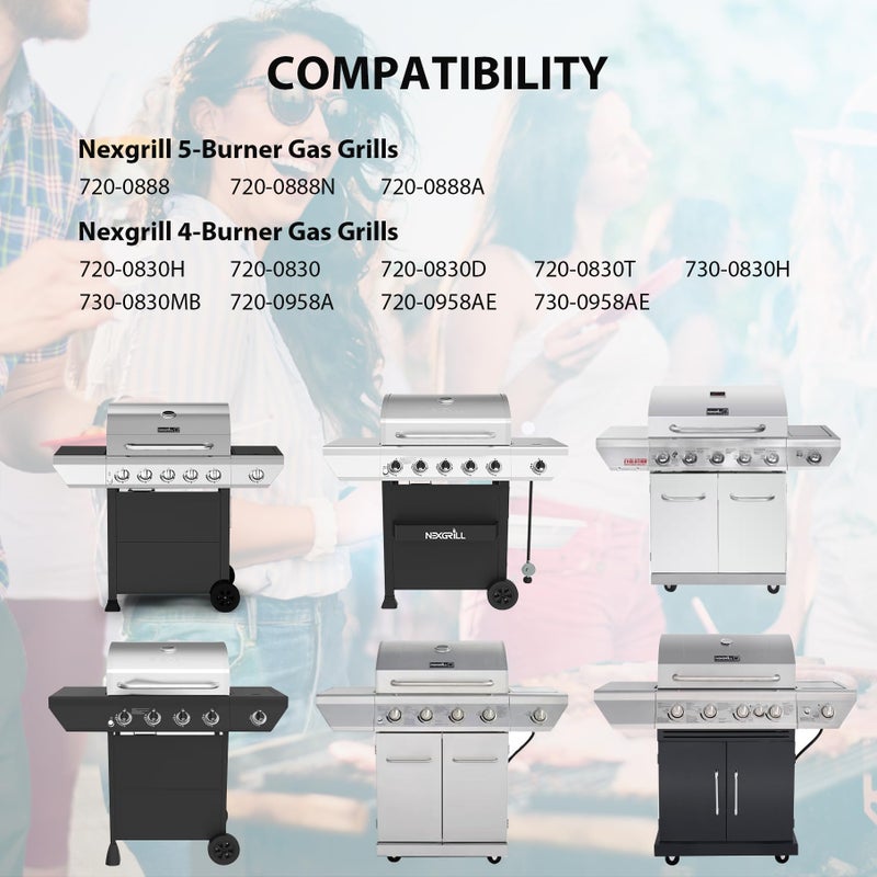 FlameDuty Stainless Cooking Grate,Heat Shield and Burner Kit for Nexgrill Replacement Parts 4-Burner 720-0830H 720-0830H,720-0888N,720-0888,720-0864,720-0896B,for Uniflame,Kenmore,Nexgrill 4&5-Burner Gas Grills - Image 3
