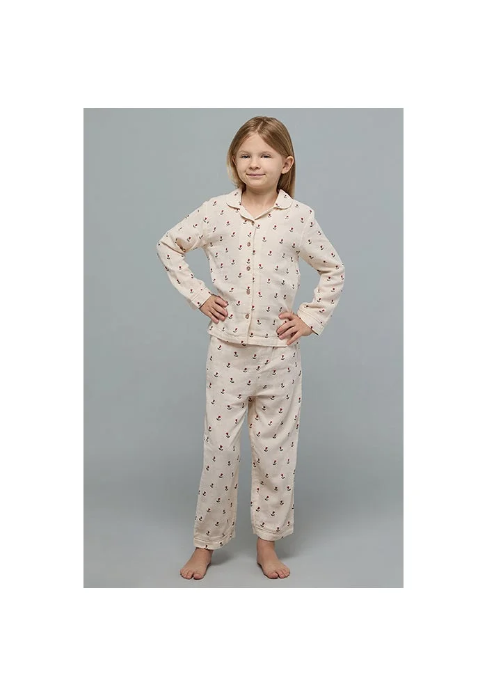 أر أند بي Printed Lapel Collar Pyjama Set