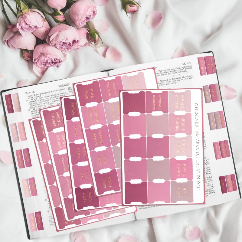 Reaeon Bible Tabs, 75 Tabs, Laminated Bible Index Tabs for Women and Men, Bible Book Tabs for Easy Navigation, Large Print Easy to Read(Gold Foil Pink) - Image 5