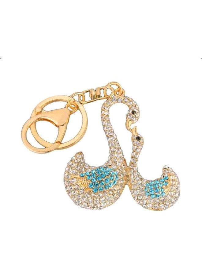 نيبمينينت سلسلة مفاتيح بتصميم بجعتين مزينتين بالكريستال الصافي